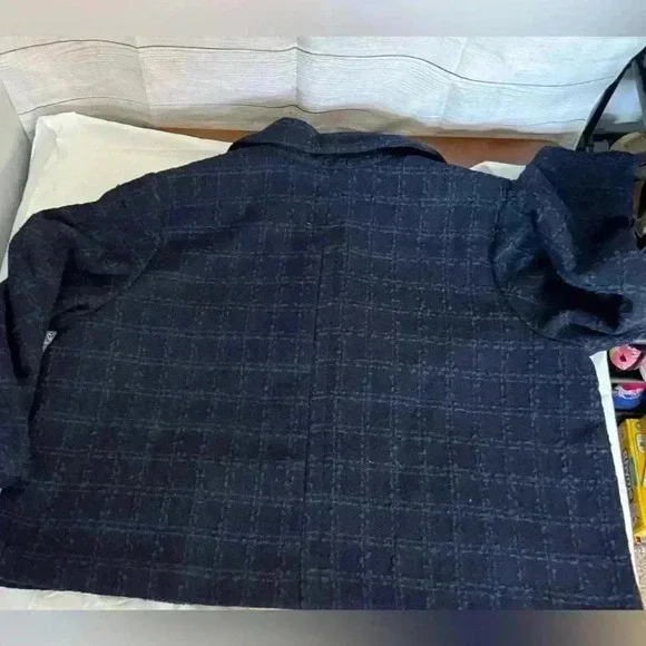 Lauren Conrad Women’s 3X coat. Fall, classic style, navy blue, plaid. - Picture 7 of 12